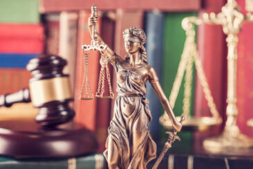 Law concept, statue, gavel, scale and books